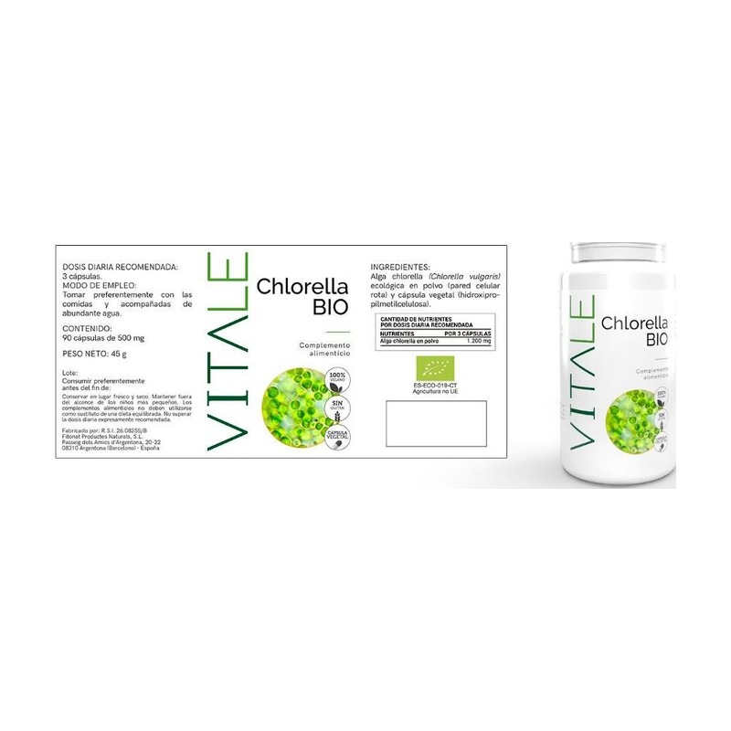Chlorella BIO - Bote y Etiqueta