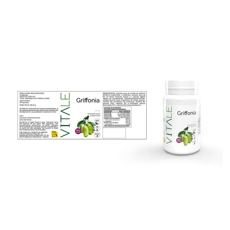 Griffonia (5-HTP) - Bote y Etiqueta