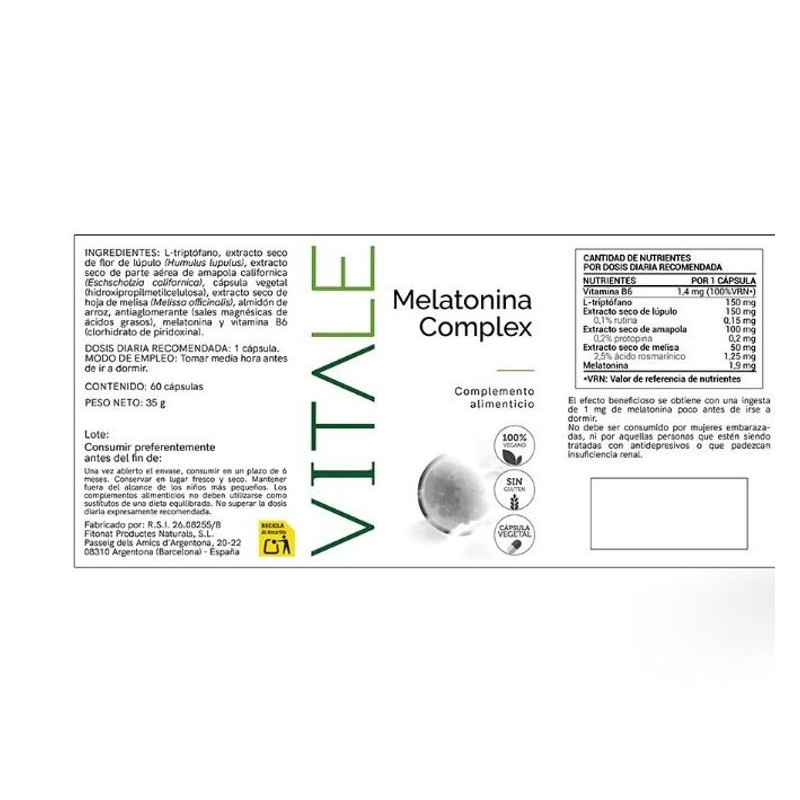 Melatonina Complex - Etiqueta