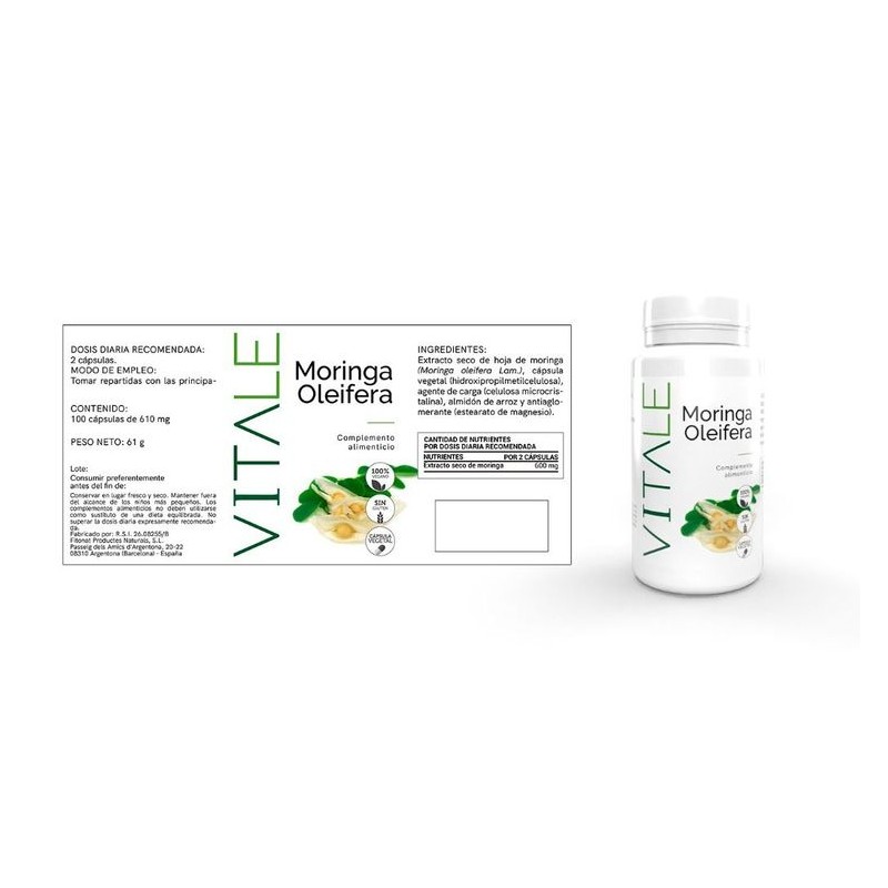 Moringa Oleifera - Bote y Etiqueta