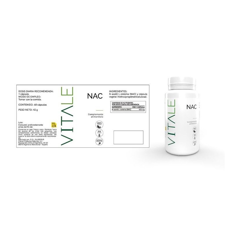 NAC (N-Acetilcisteína) - Bote y Etiqueta
