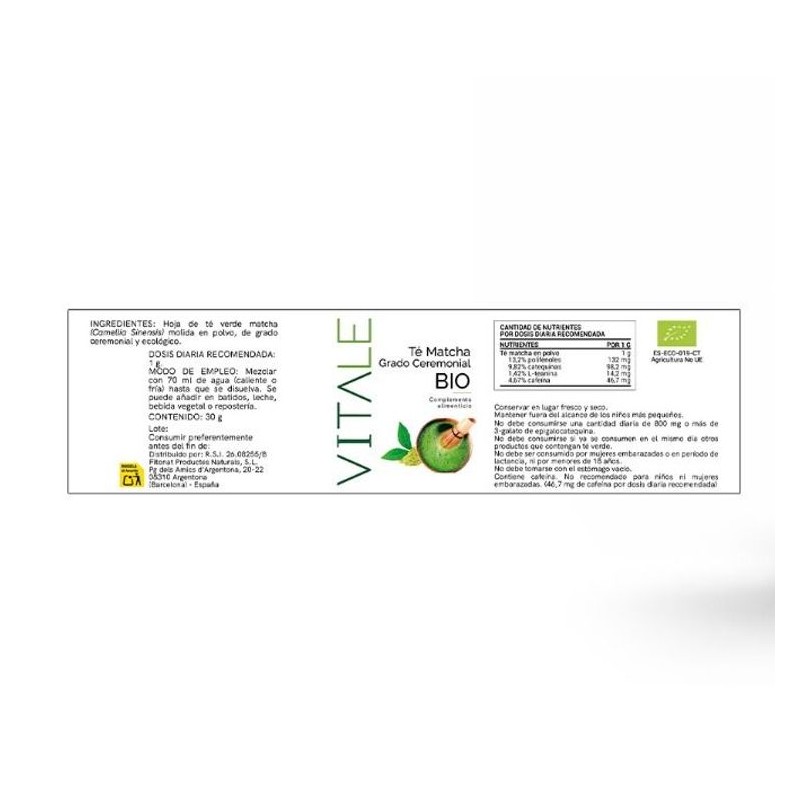 Té Matcha Ceremonial BIO - Etiqueta