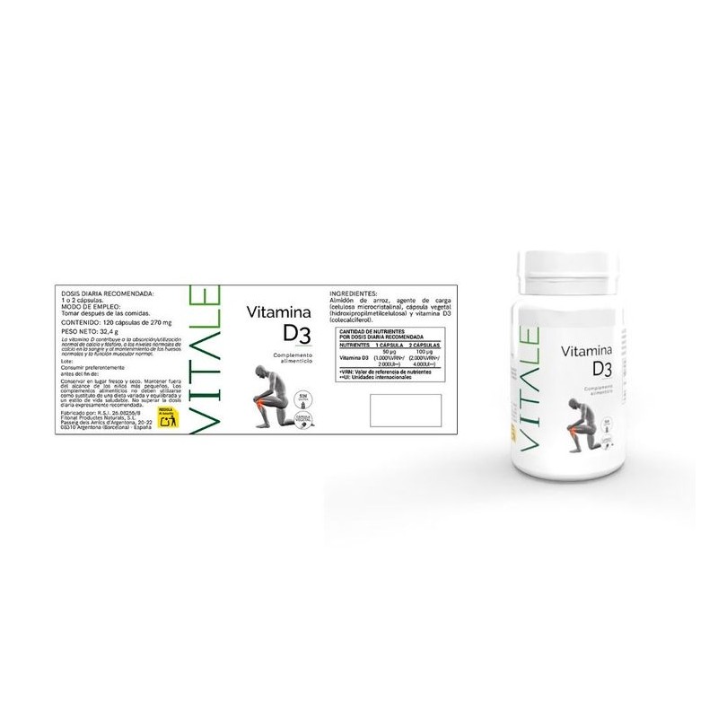 Vitamina D3 - Bote y Etiqueta